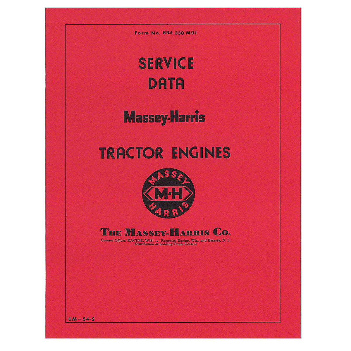 Manual Service Data for Tractor Engines Fits Massey Harris Tractor models