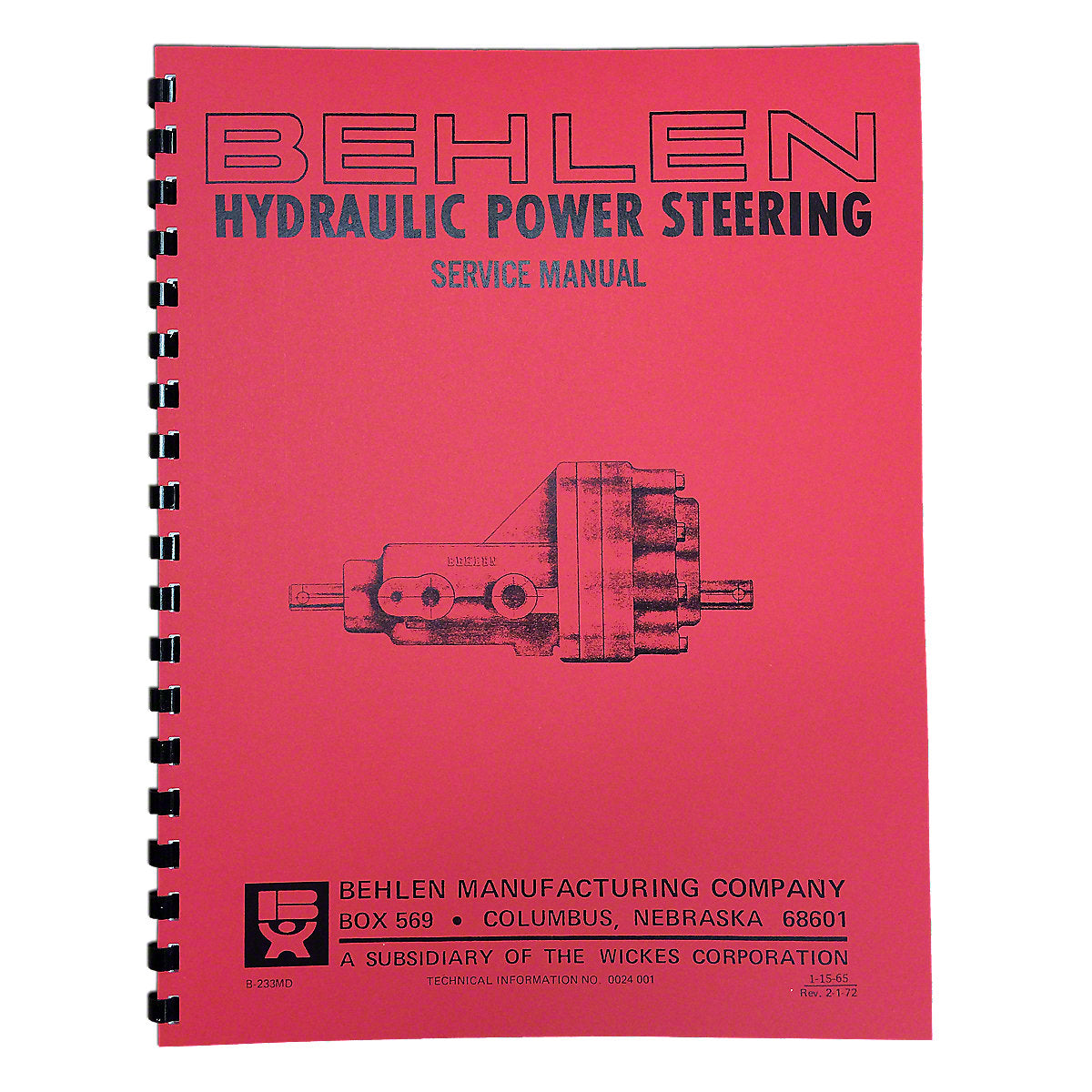 Behlen Power Steering Service & Parts Manual Reprint For Tractors | International, Allis Chalmers, John Deere