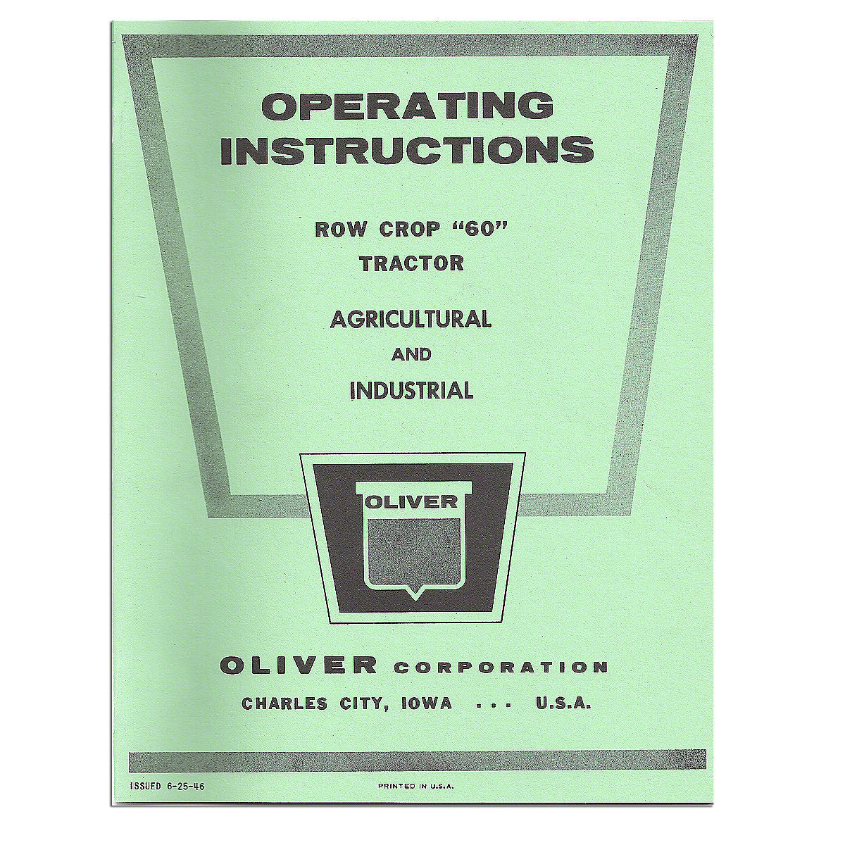 Operator & Parts Manual Reprint For Oliver 60 Tractor