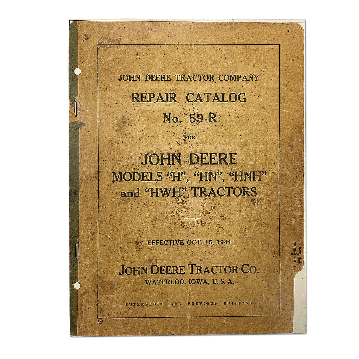 Repair Parts Catalog For John Deere H Tractor