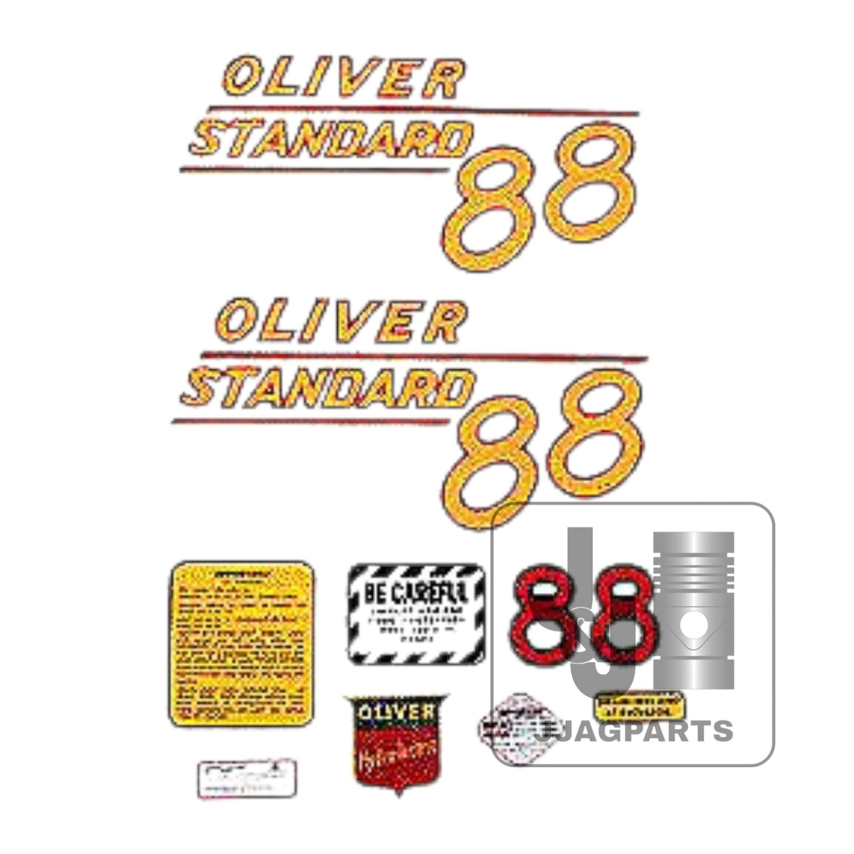 Mylar Decal Set Oliver 88 Standard Tractor | Yellow Numbers