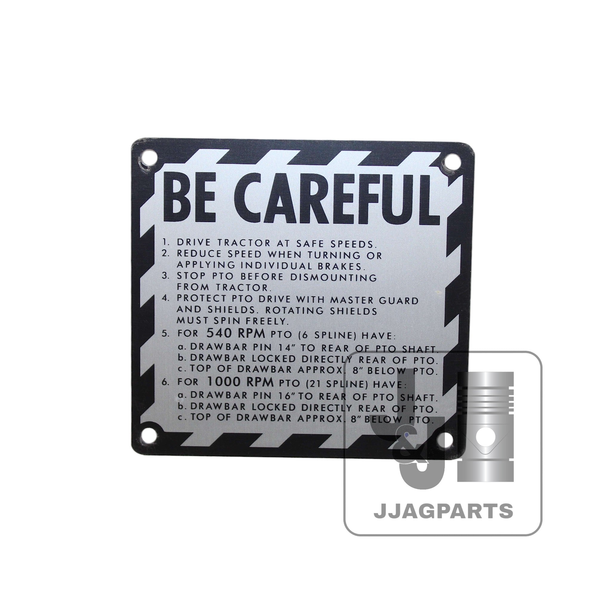 Be-Careful Plate -Fits John Deere 1010 1020 2510 3010 3020 Tractor
