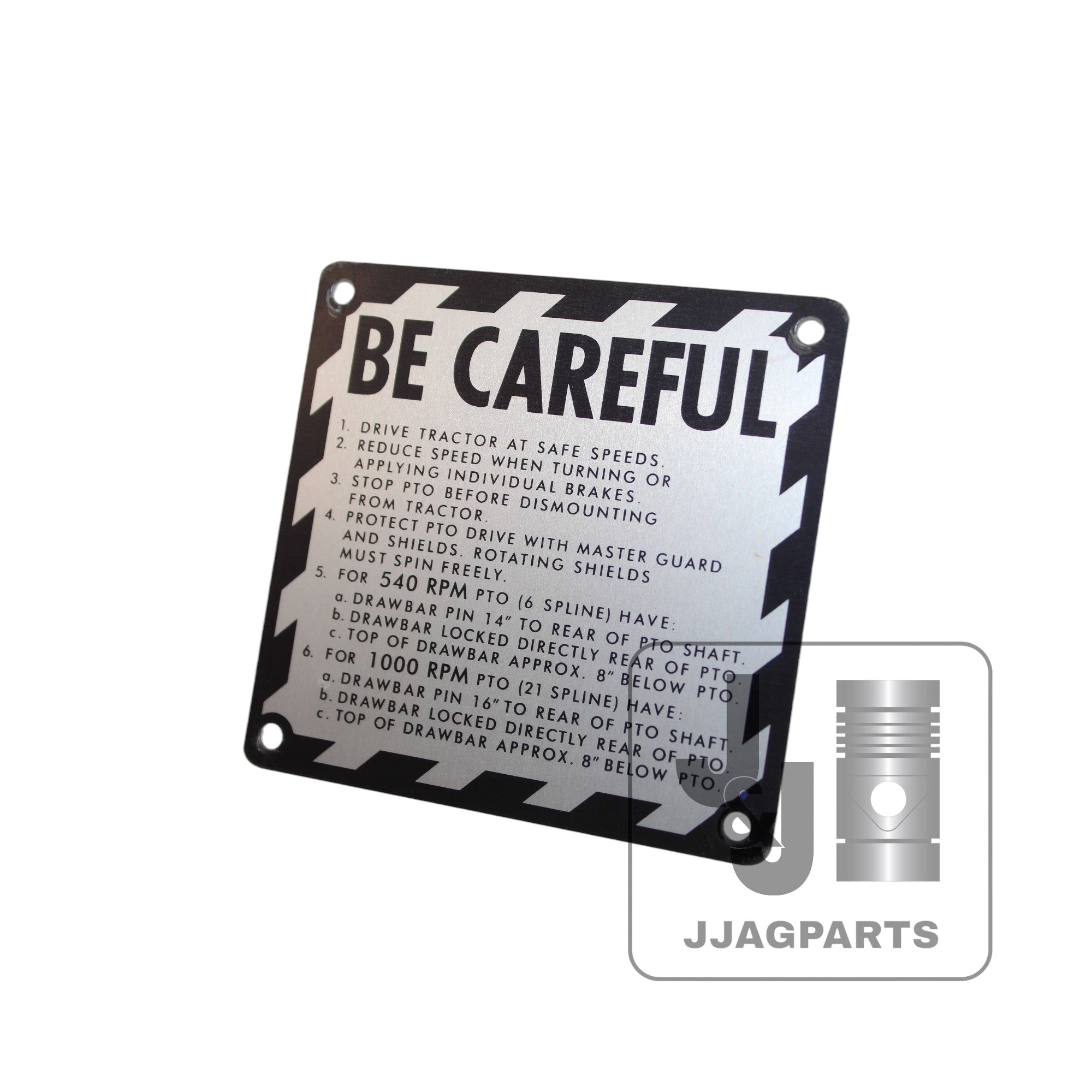 Be-Careful Plate -Fits John Deere 1010 1020 2510 3010 3020 Tractor