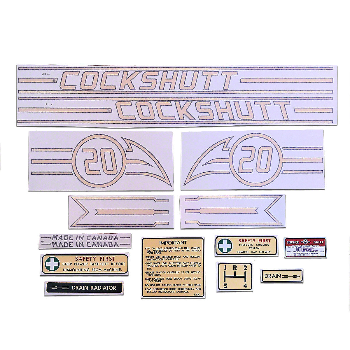 Vinyl Decal Set fits Cockshutt Tractor 20 | TO16958