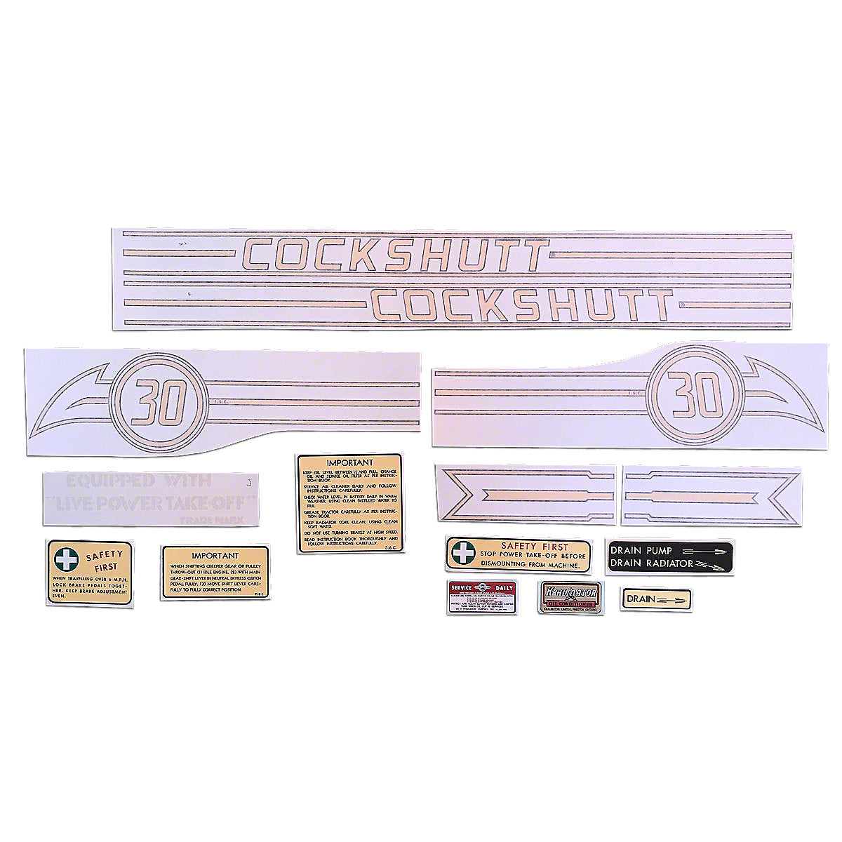 Vinyl Decal Set fits Cockshutt Tractor 30 | TO14356