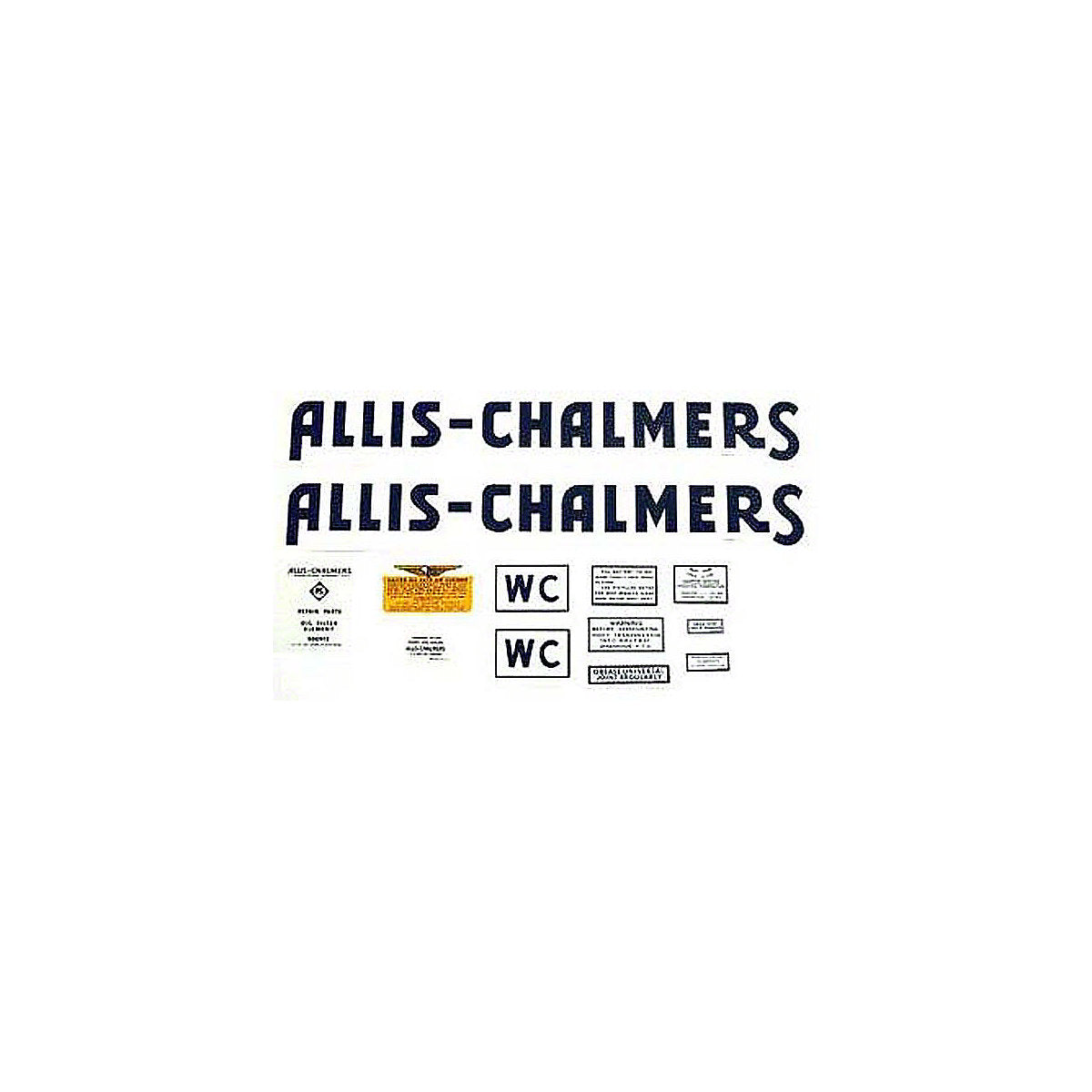 Mylar Decal Set Fits 1939-1940 Allis Chalmers WC Tractor