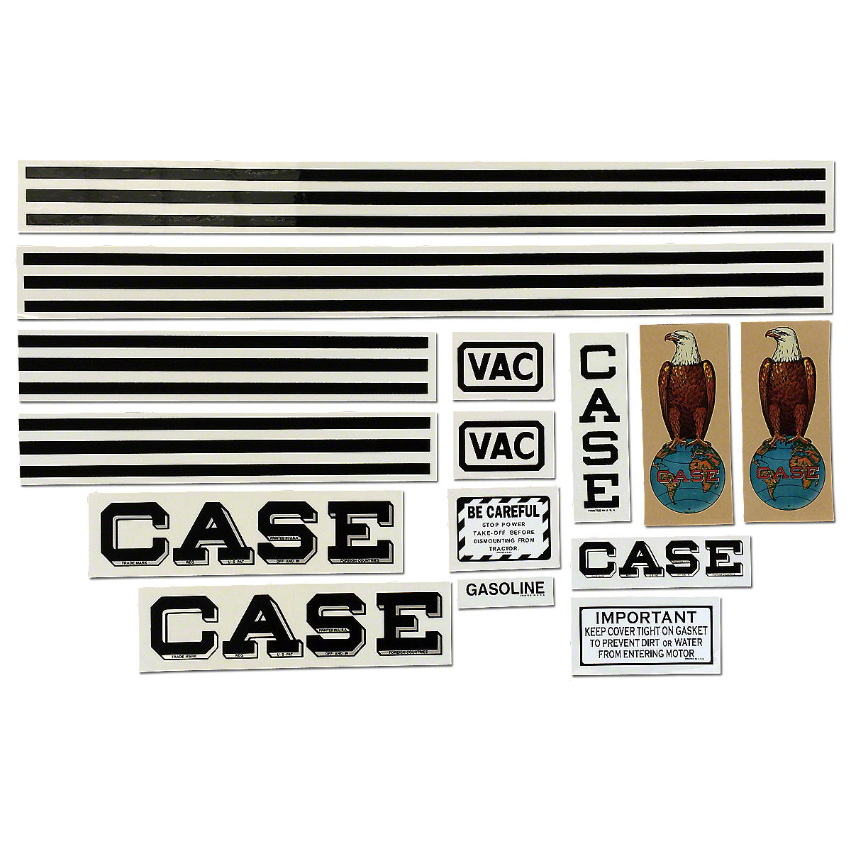 Mylar Decal Set Fits Case Tractor VAC