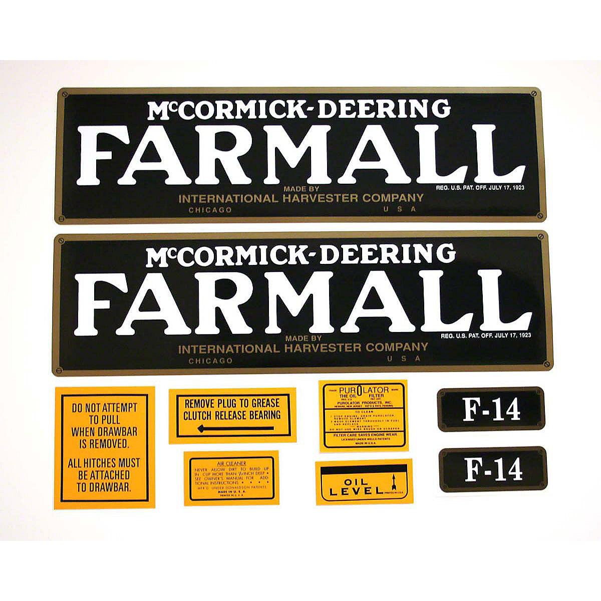 Mylar Decal Set Fits International F-14 Tractor