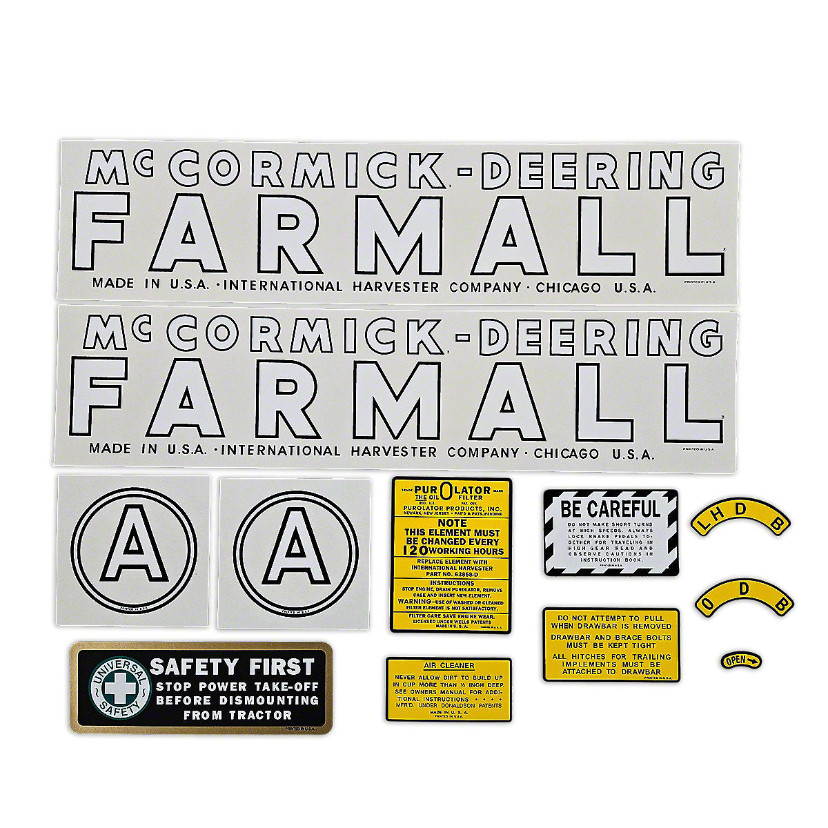 Mylar Decal-Fits International Tractor A McCormick Deering