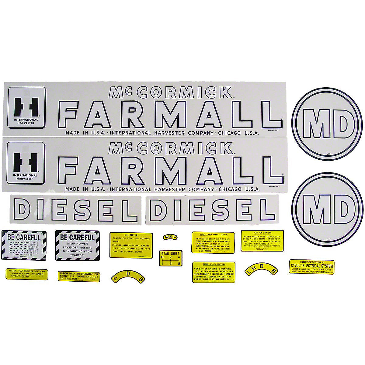 Mylar Decal Set Fits 1945-1952 International MD Tractor