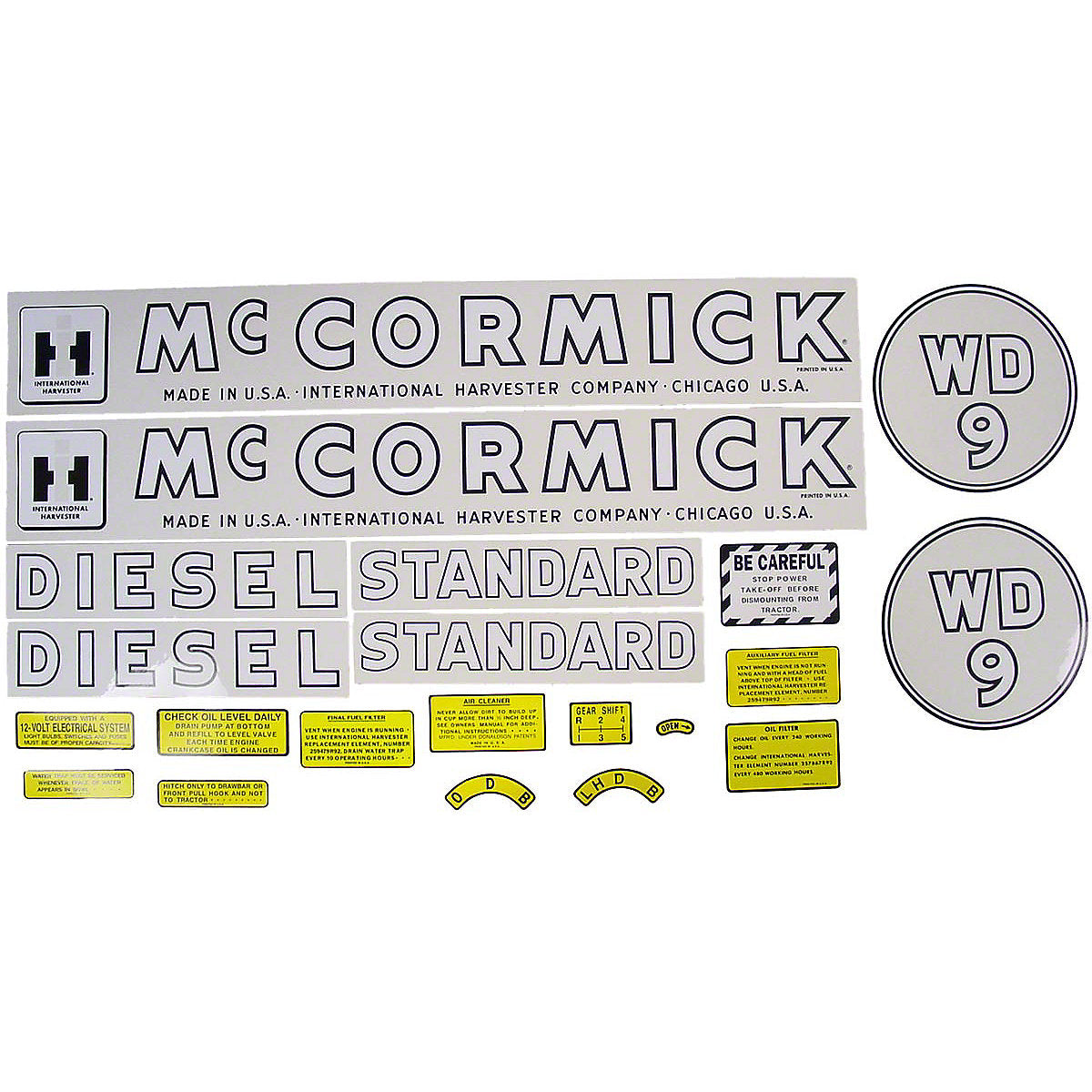 Mylar Decal Set Fits 1945-1952 International WD9 Tractor