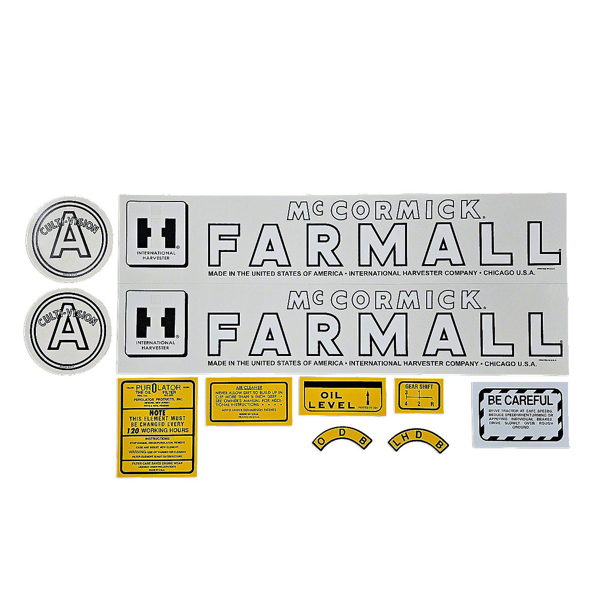 Mylar Decal Set Fits 1945-1952 International A Culti-Vision Tractor