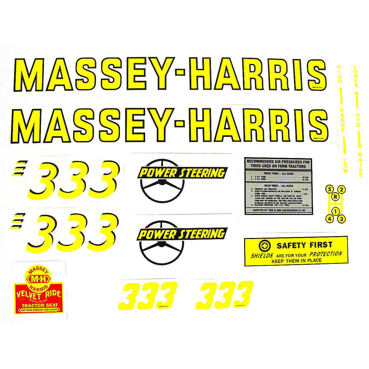 Mylar Decal Set Fits Massey Harris 333 Tractor
