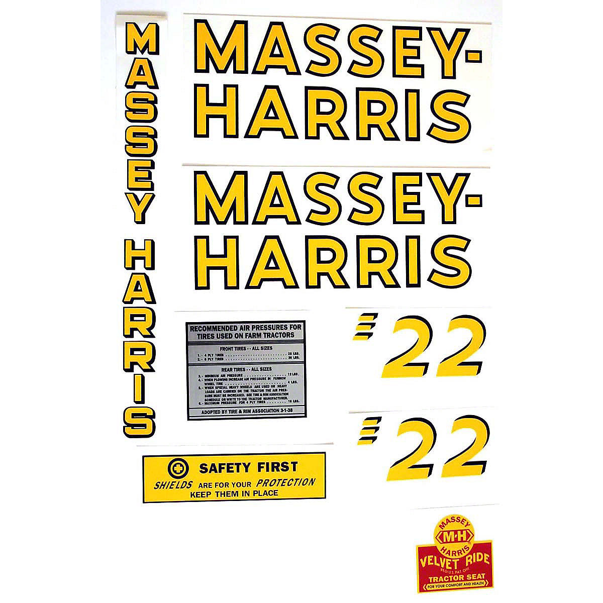Mylar Decal Set Fits Massey Harris 22 Tractor