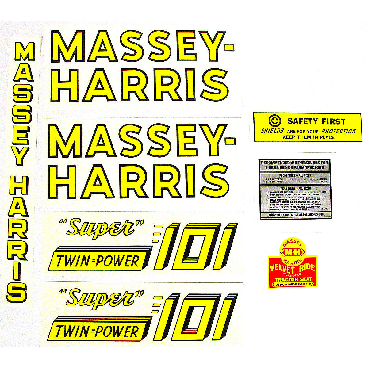 Mylar Decal Set Fits Massey Harris 101 Super Twin Power Tractor