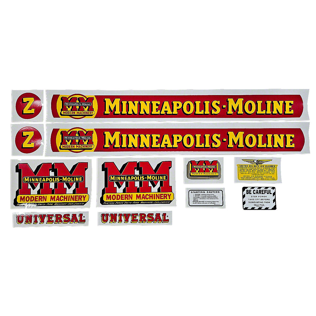 Mylar Decal Set Fits Minneapolis Moline Z Tractor
