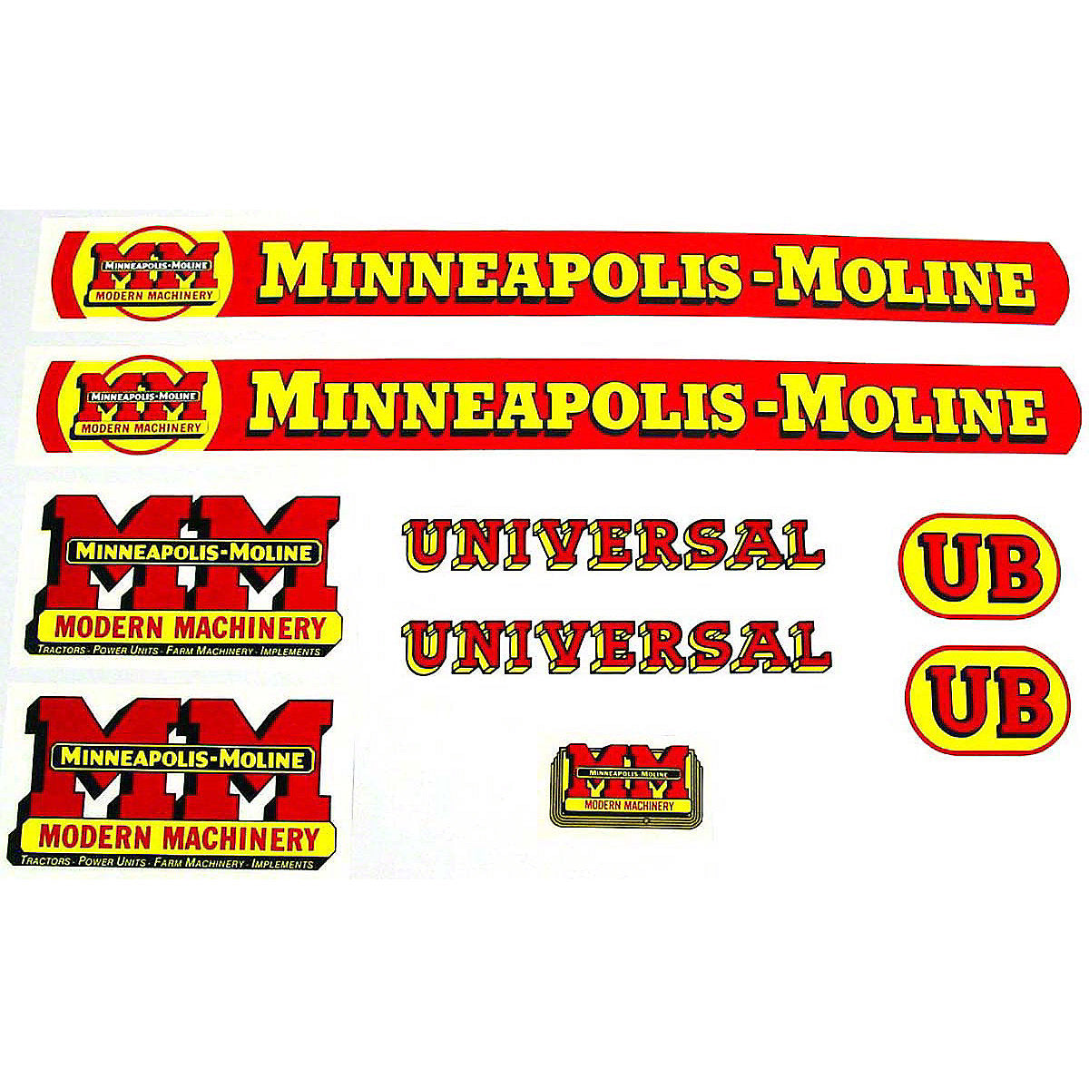 Mylar Decal Set Fits Minneapolis Moline UB Tractor