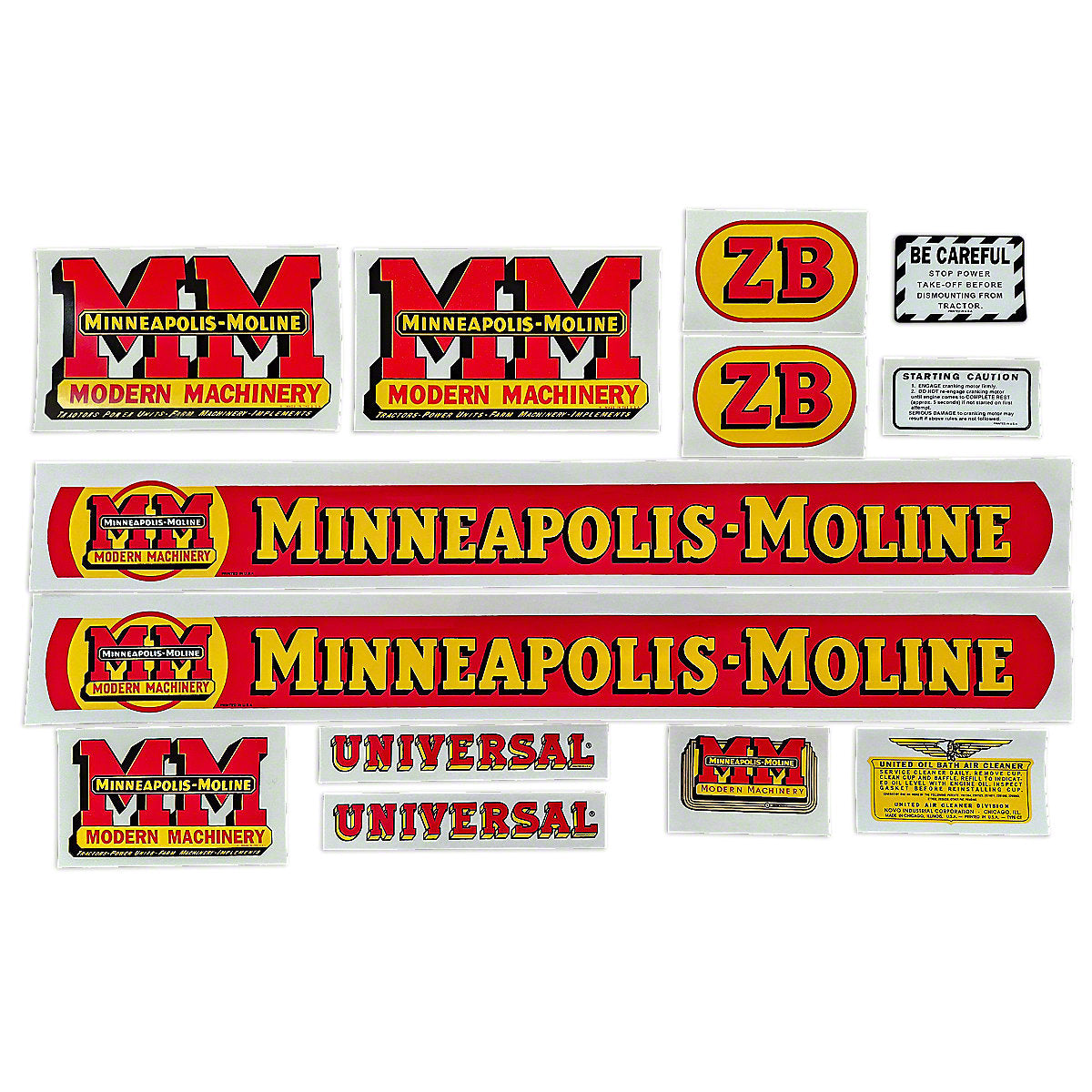 Mylar Decal Set Fits Minneapolis Moline ZB Tractor