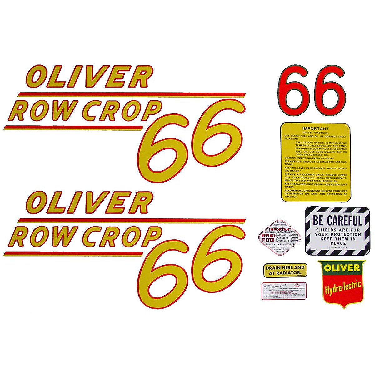 Mylar Decal Set Fits White/Oliver 66 Row-Crop Tractor