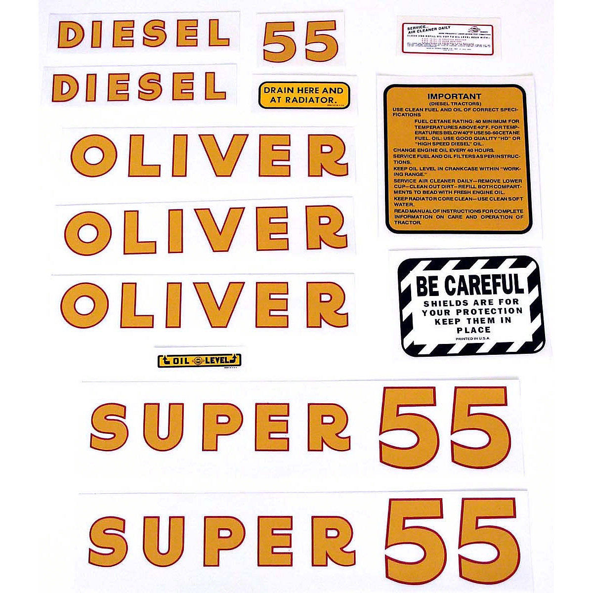 Mylar Decal Set Fits White/Oliver Super 55 Diesel Tractor