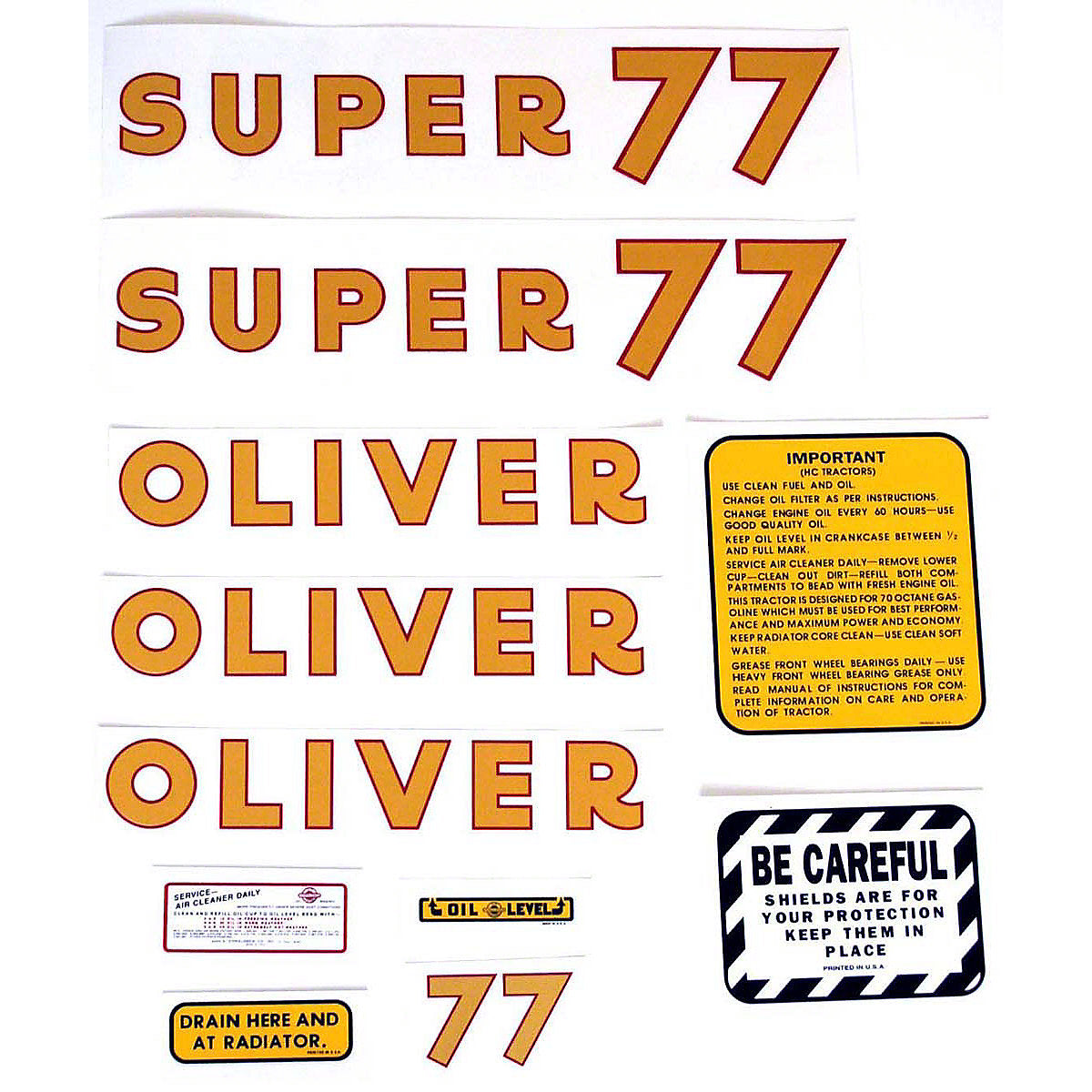 Mylar Decal Set Fits White/Oliver Super 77 Tractor