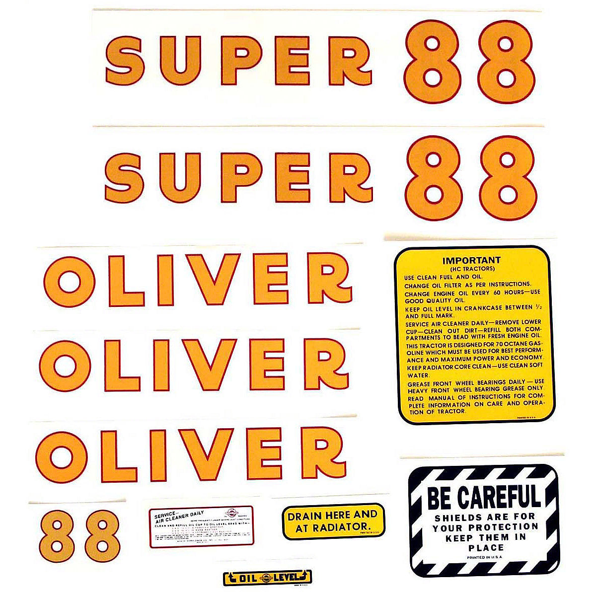 Mylar Decal Set Fits White/Oliver Super 88 Tractor
