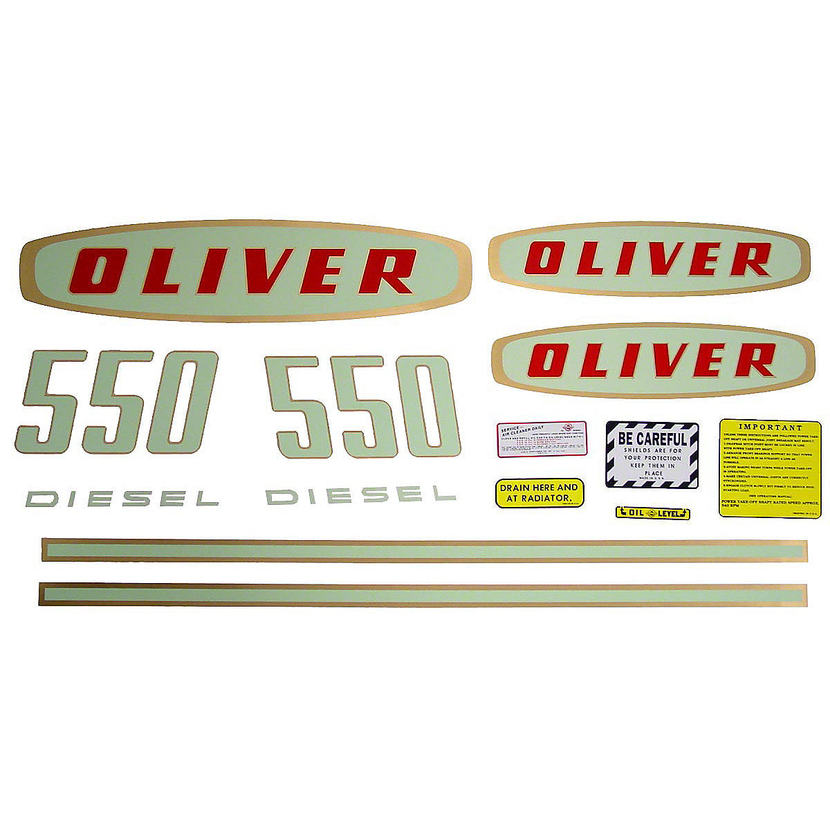 Mylar Decal Set Fits White/Oliver Early 550 Diesel Tractor