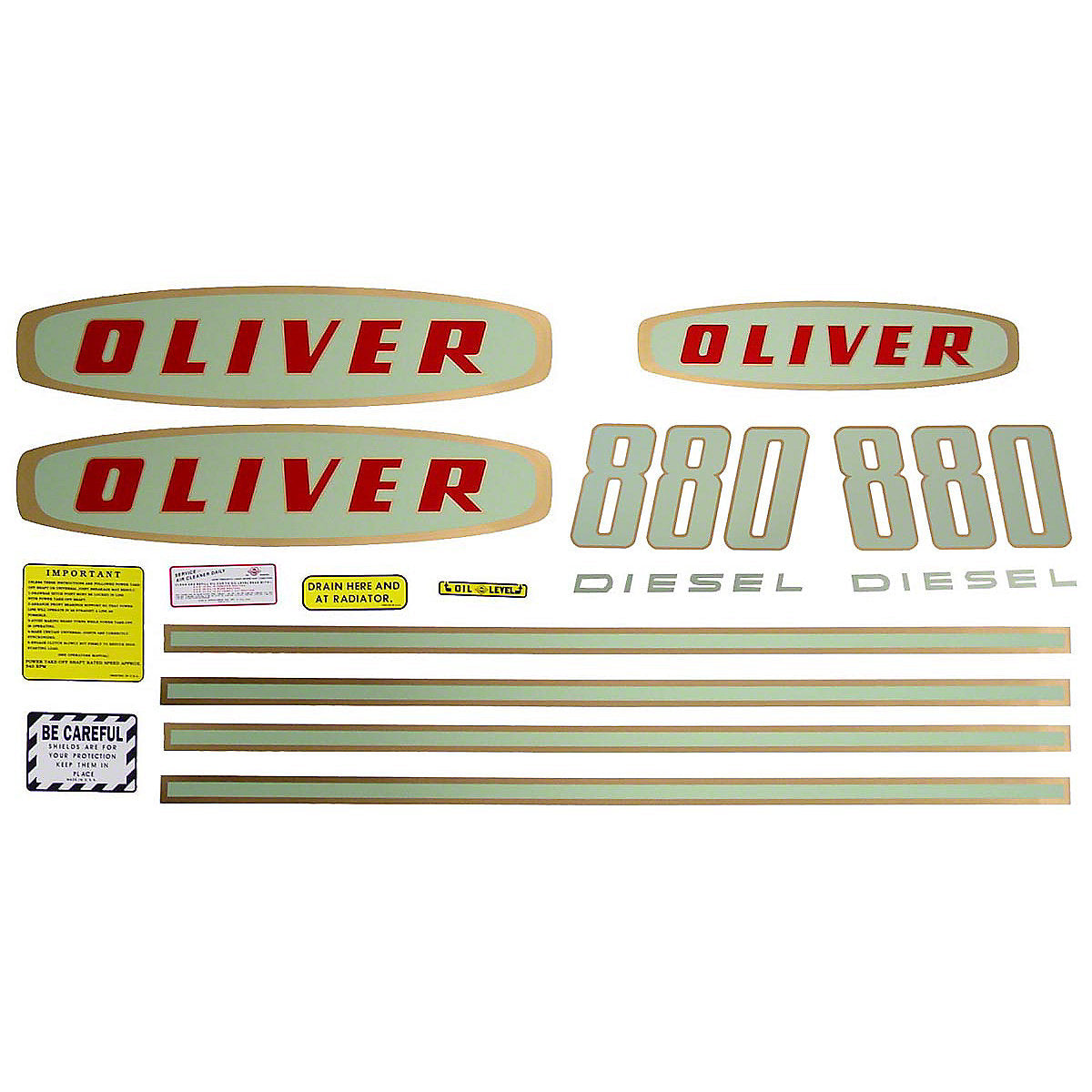 Mylar Decal Set Fits White/Oliver Early 880 Diesel Tractor