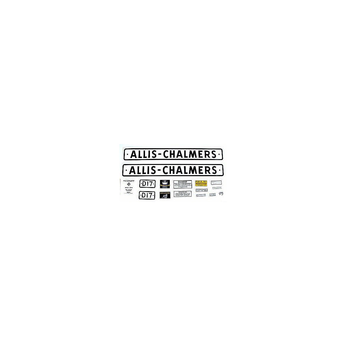 Mylar Decal Set Fits 1959-1960 Allis Chalmers D17 Gas Tractor