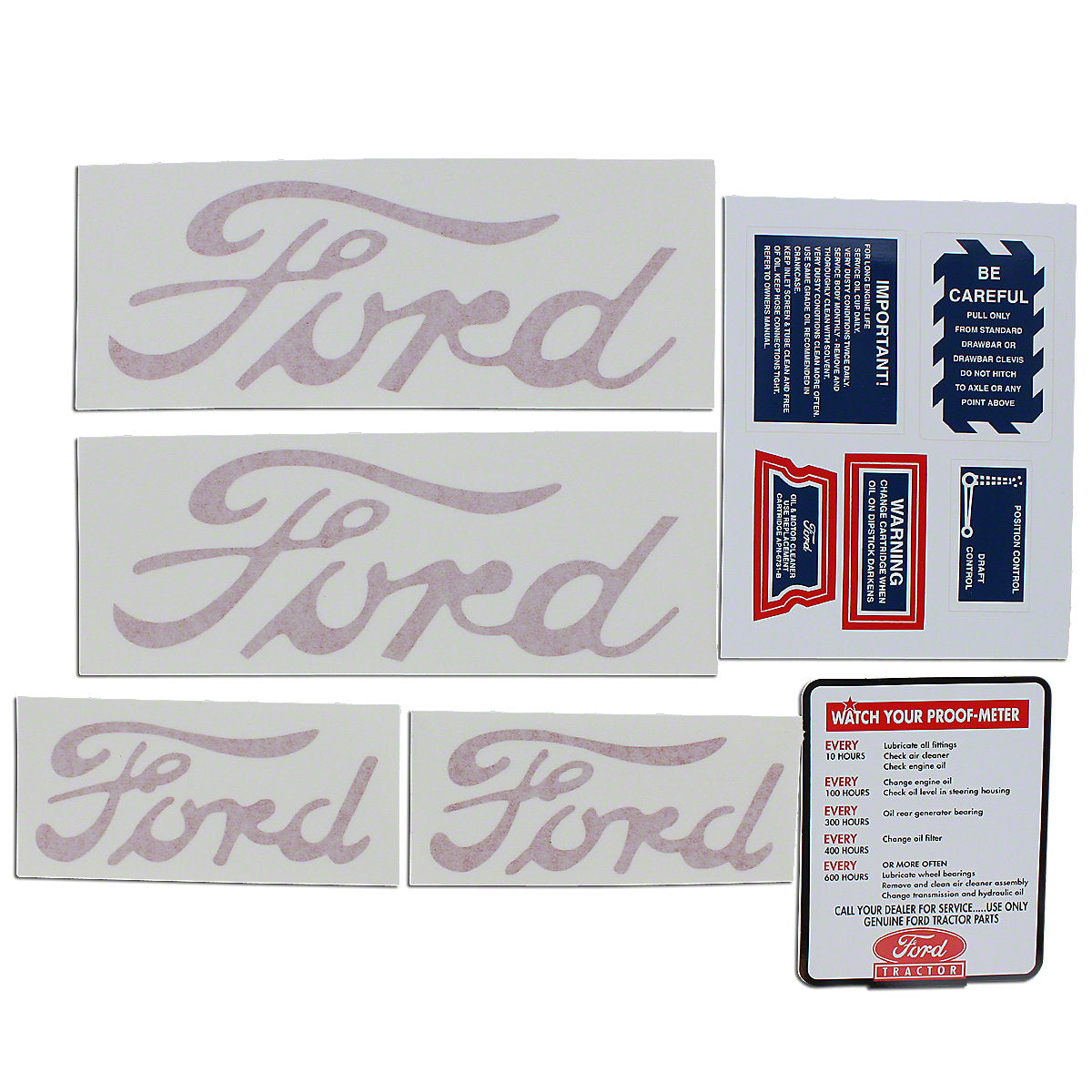 10pc. Mylar Decal Set Complete warning & misc Fits Ford Tractor 9N 2N 8N