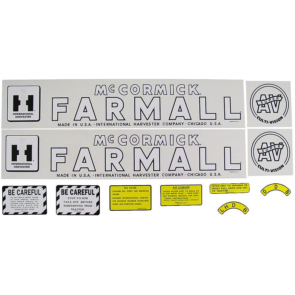 Mylar Decal Set Fits 1947-1954 International Super AV CultiVision Tractor