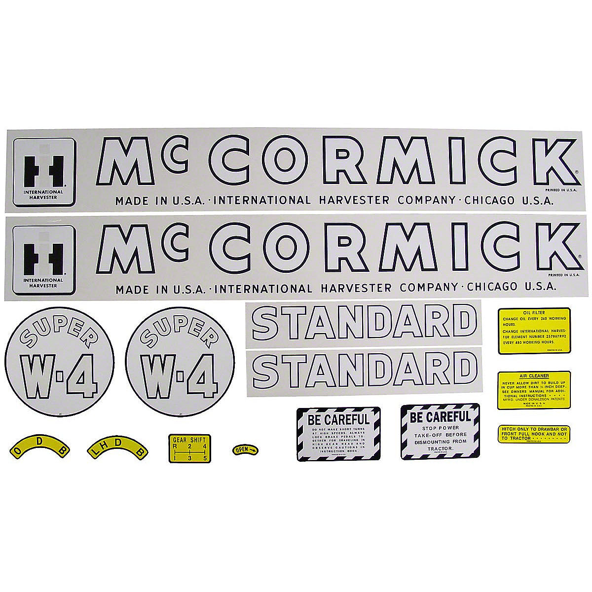 Mylar Decal Set Fits 1953-1954 International Super W4 Tractor