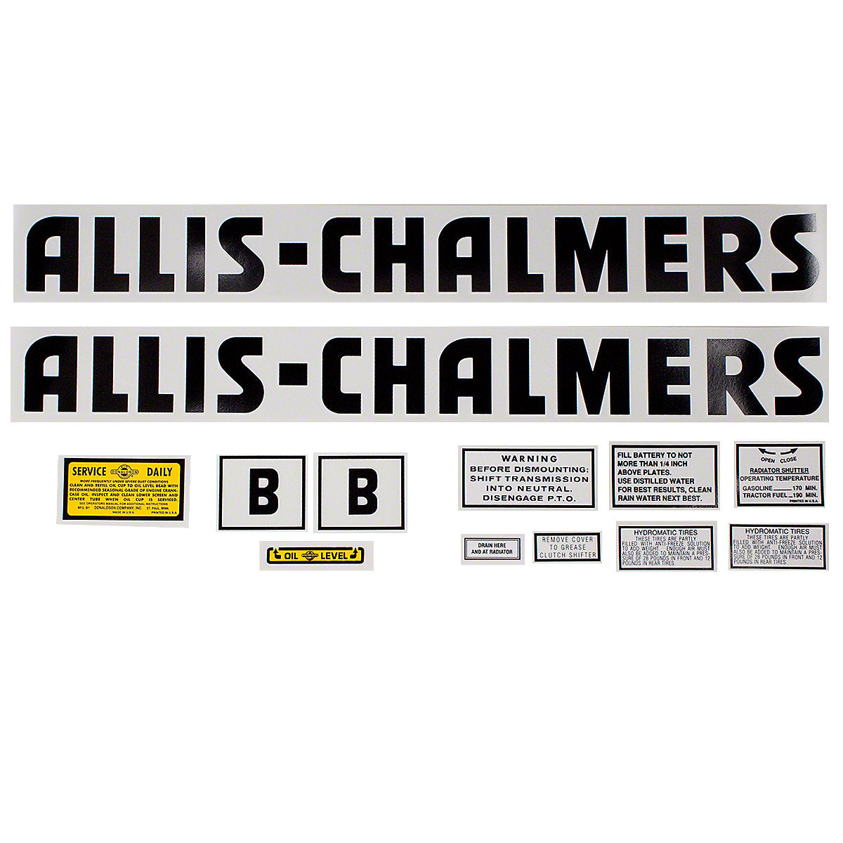 Mylar Decal Set Fits Allis Chalmers Tractor B 1944 & up