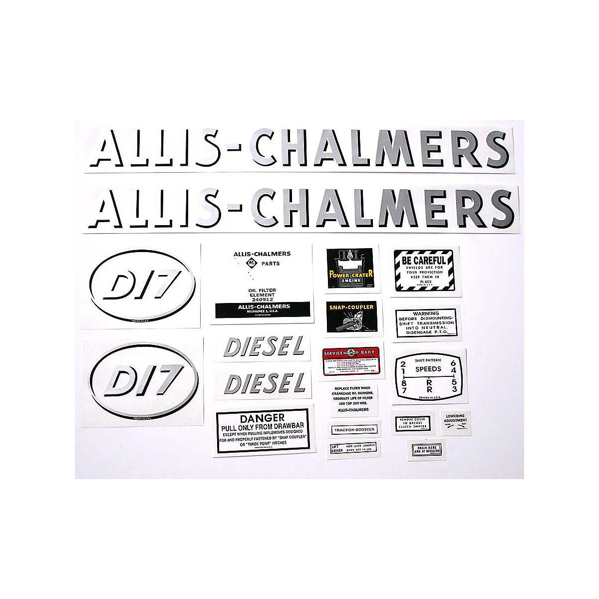 Mylar Decal Set Fits Allis Chalmers D17 Diesel Tractor