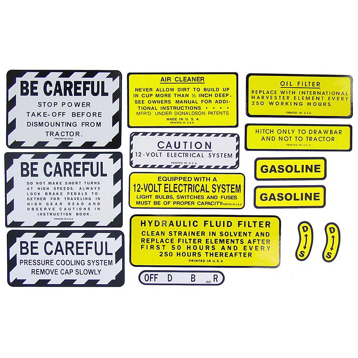 Mylar Warning & Accessory Decal Set Fits International 460 Gas Tractor
