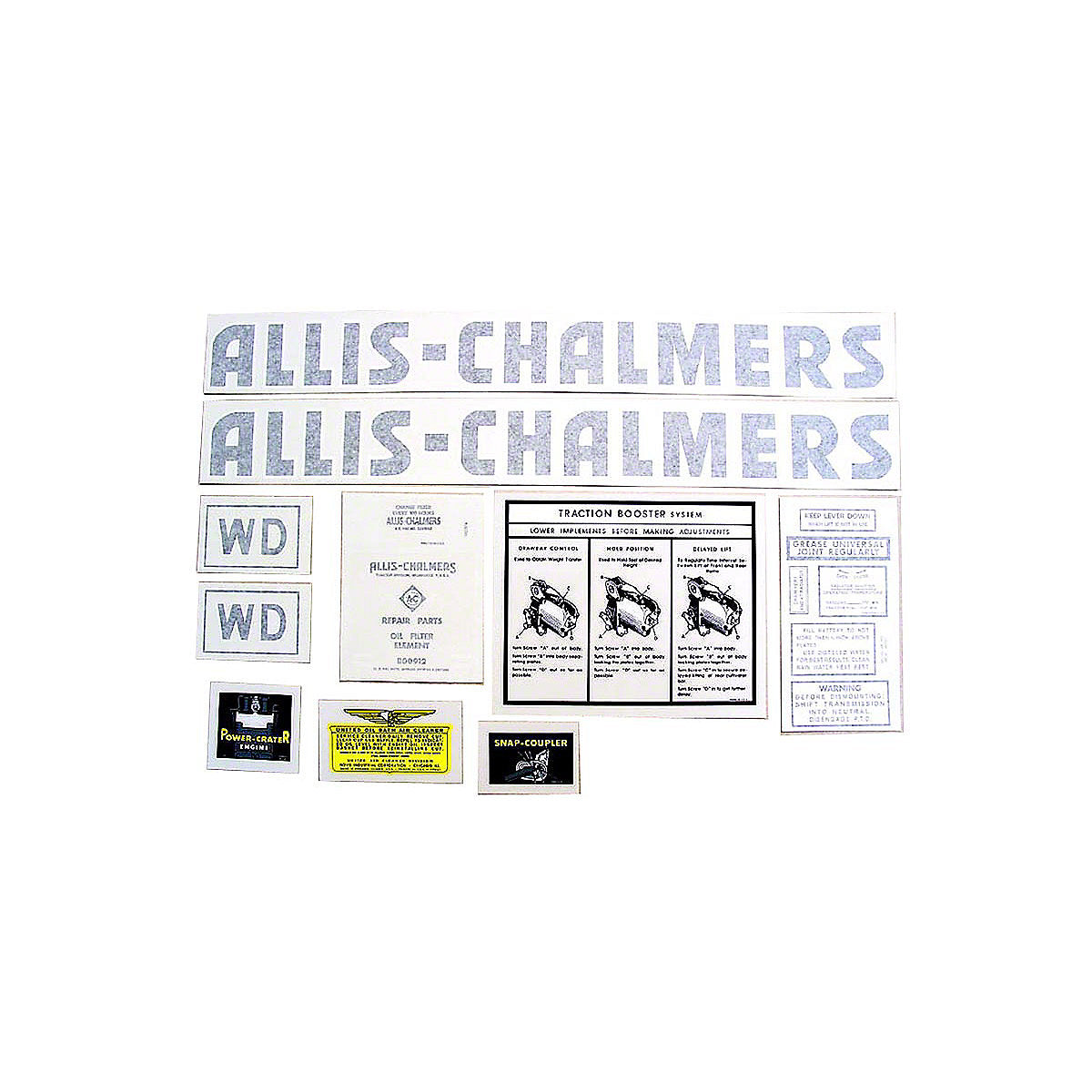 AC WD Vinyl Cut Decal Set Fits Allis Chalmers Tractor WD Black