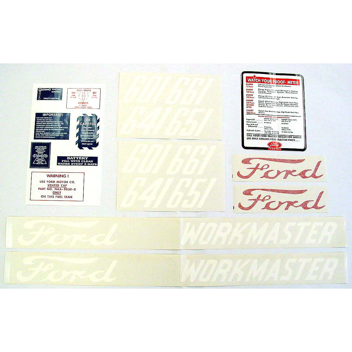 20 Piece Mylar Decal Set Fits Ford Tractor 601 Series 1958-62