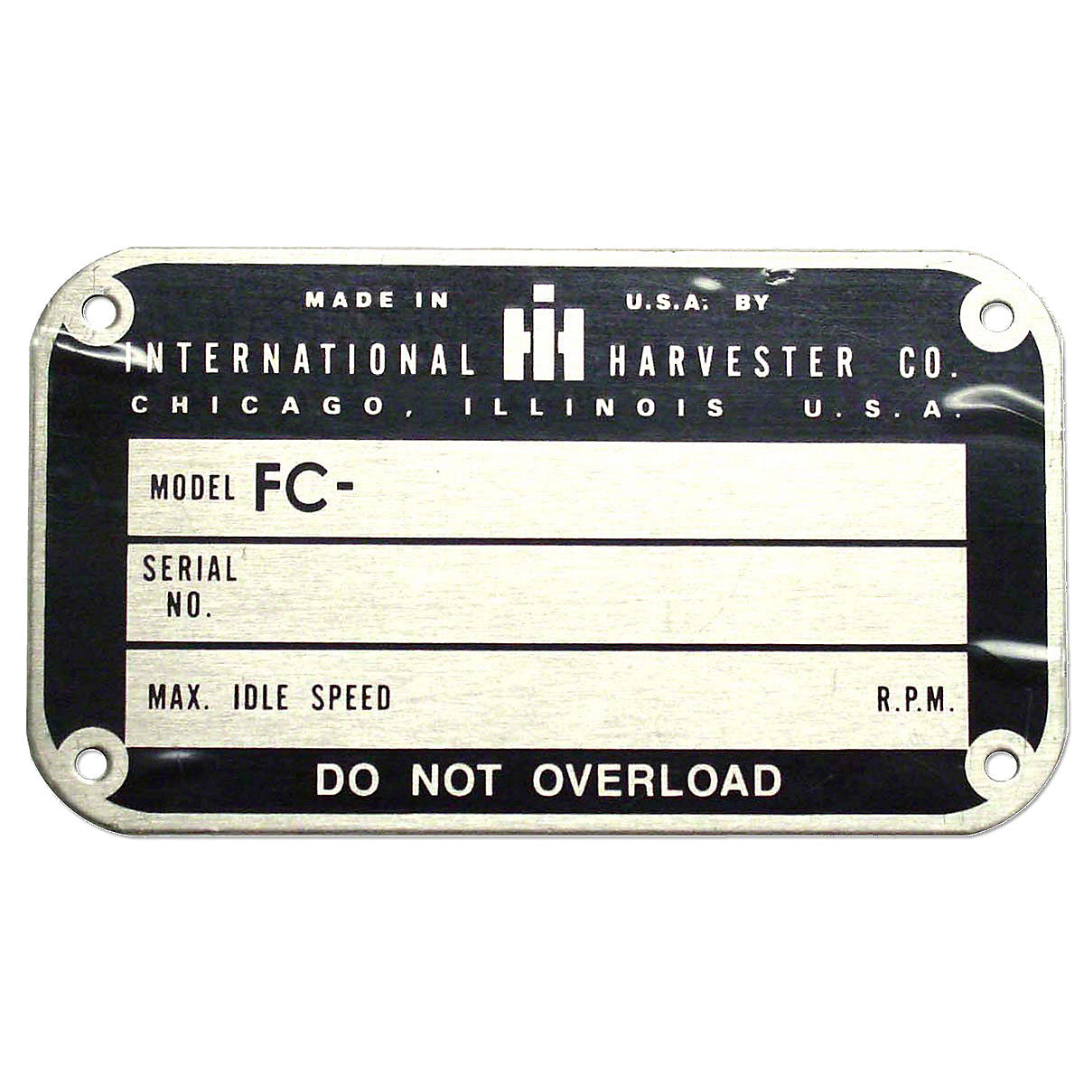 Serial Number Tag fits International C Tractor | 2-1/4" x 4"