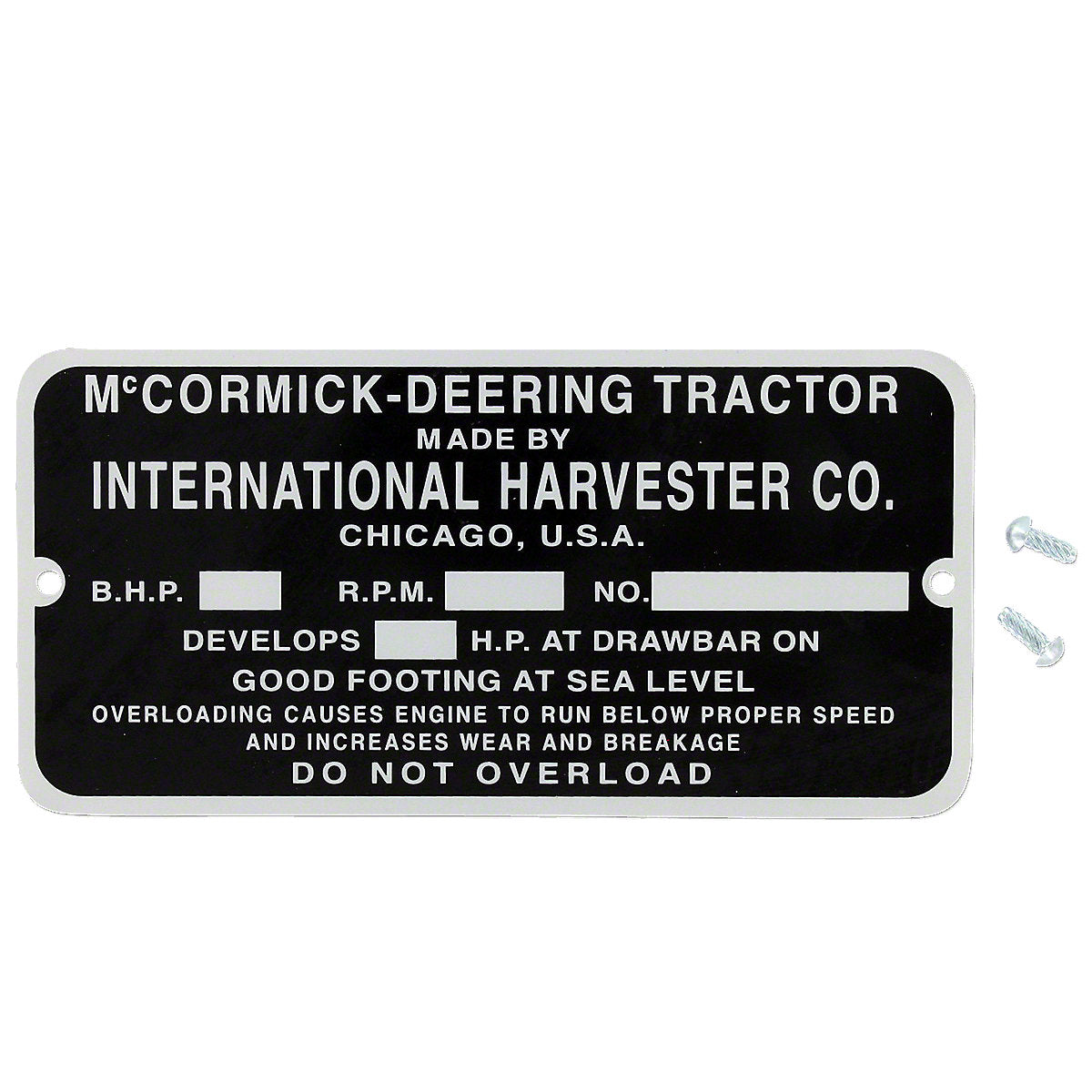 Serial Number Tag fits International 10 20 Tractor