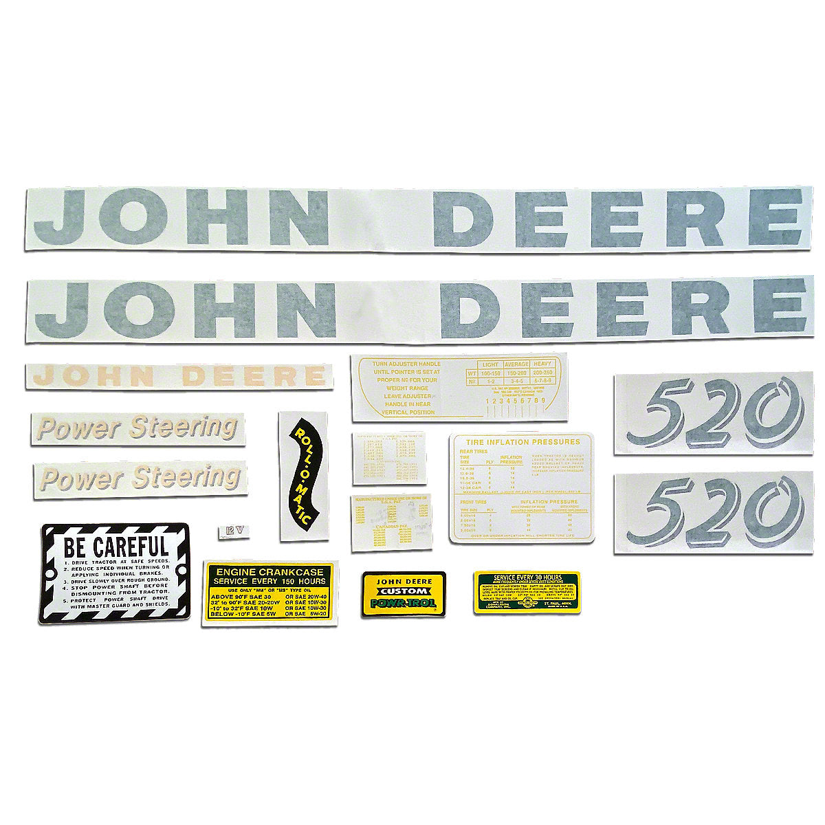 Vinyl Die Cut Decal Set fits John Deere Tractor 520