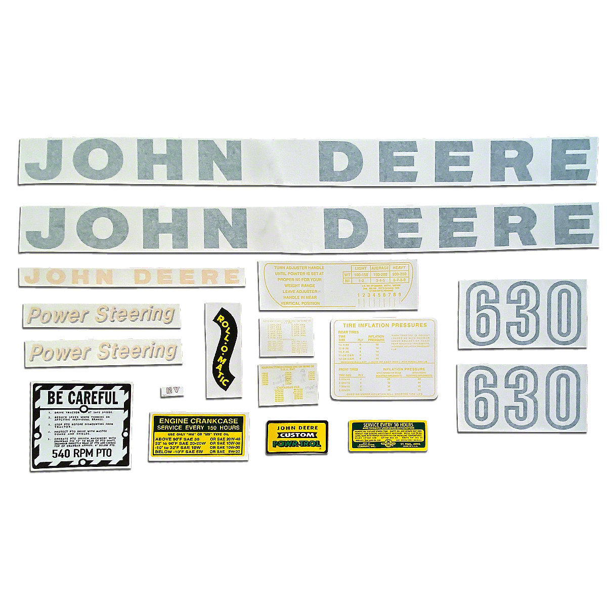 Vinyl Die Cut Decal Set fits John Deere Tractor Early 630