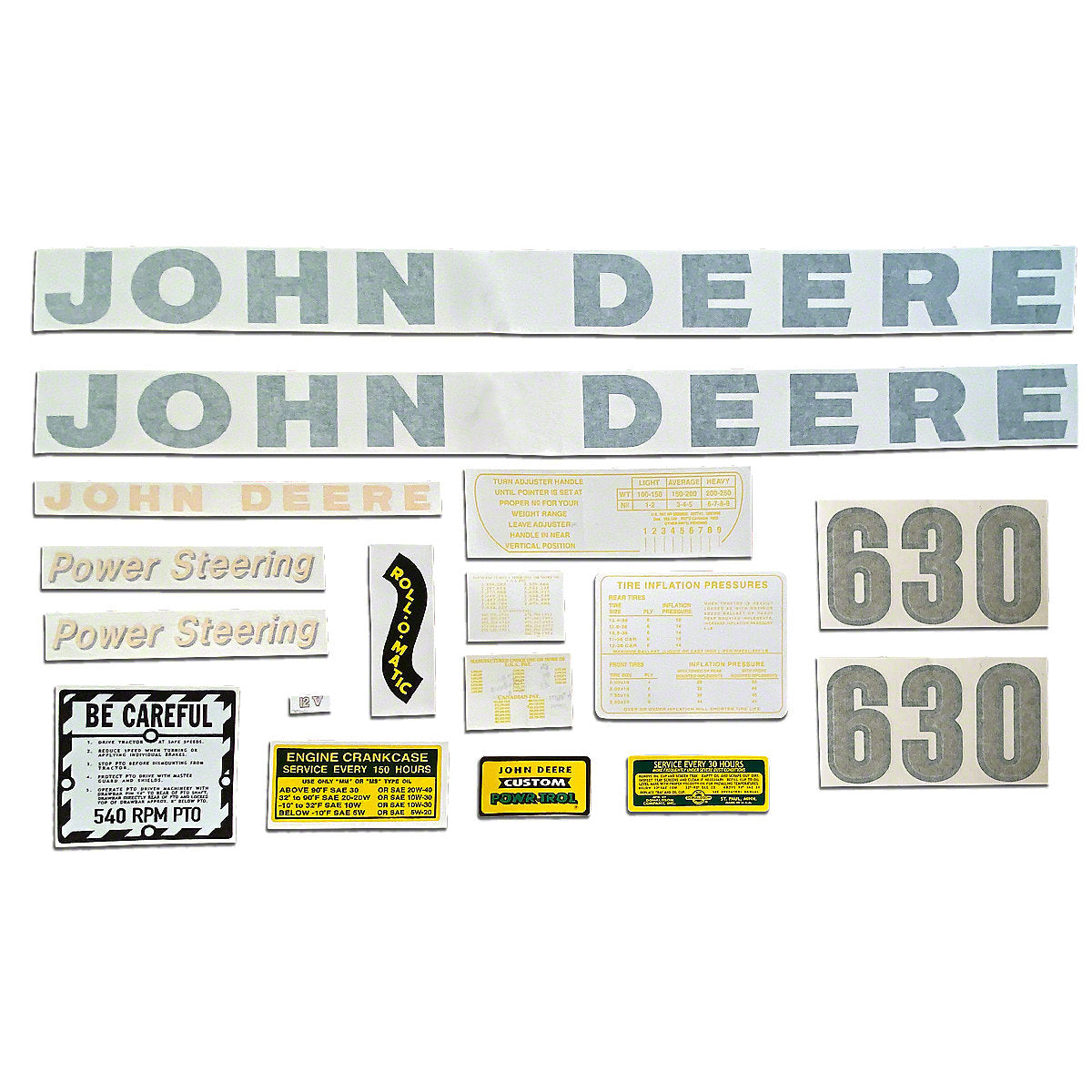 Vinyl Die Cut Decal Set fits John Deere Tractor Late 630