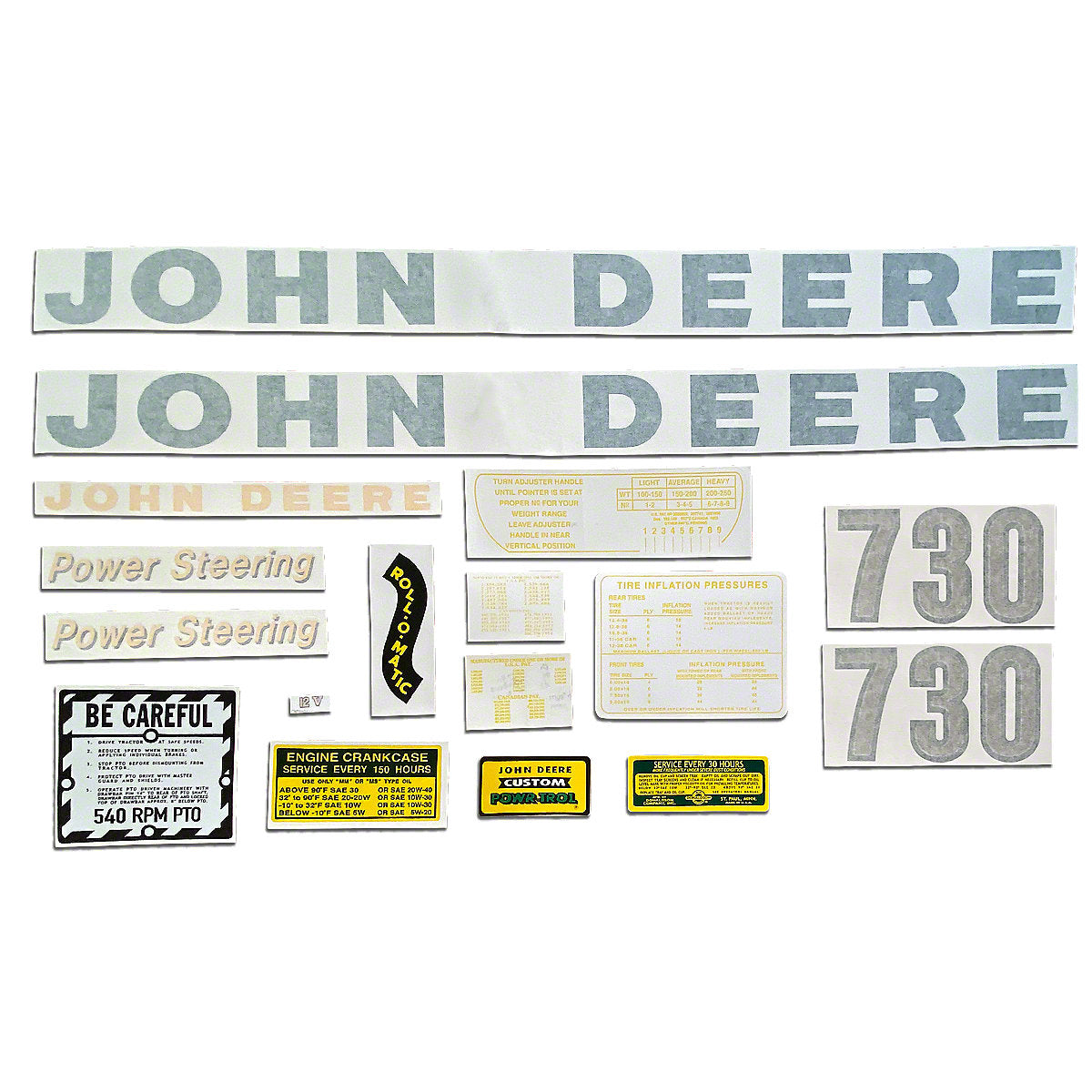 Vinyl Decal Set fits John Deere Tractor 730 Gas
