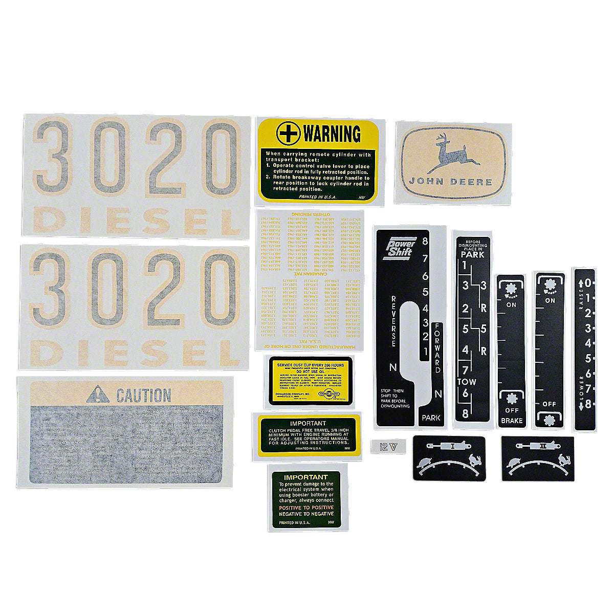 John Deere Late 3020 Vinyl Cut Decal Set Fits John Deere Tractor