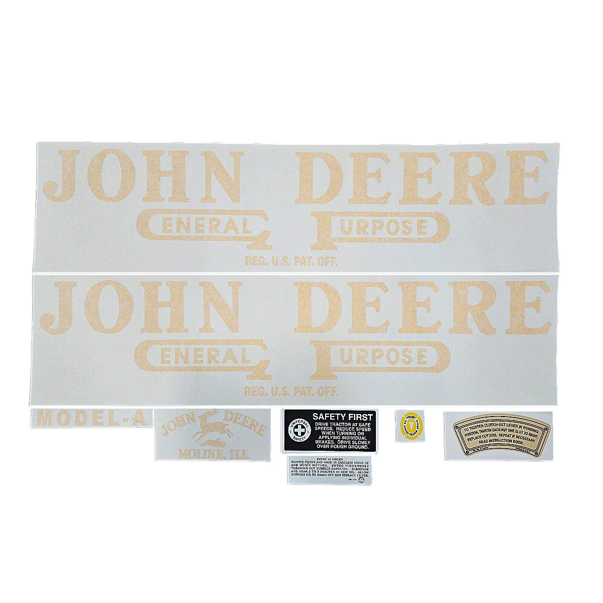 Vinyl Cut Decal Set (mid 1935 - 38) Fits John Deere A Tractor VJD100