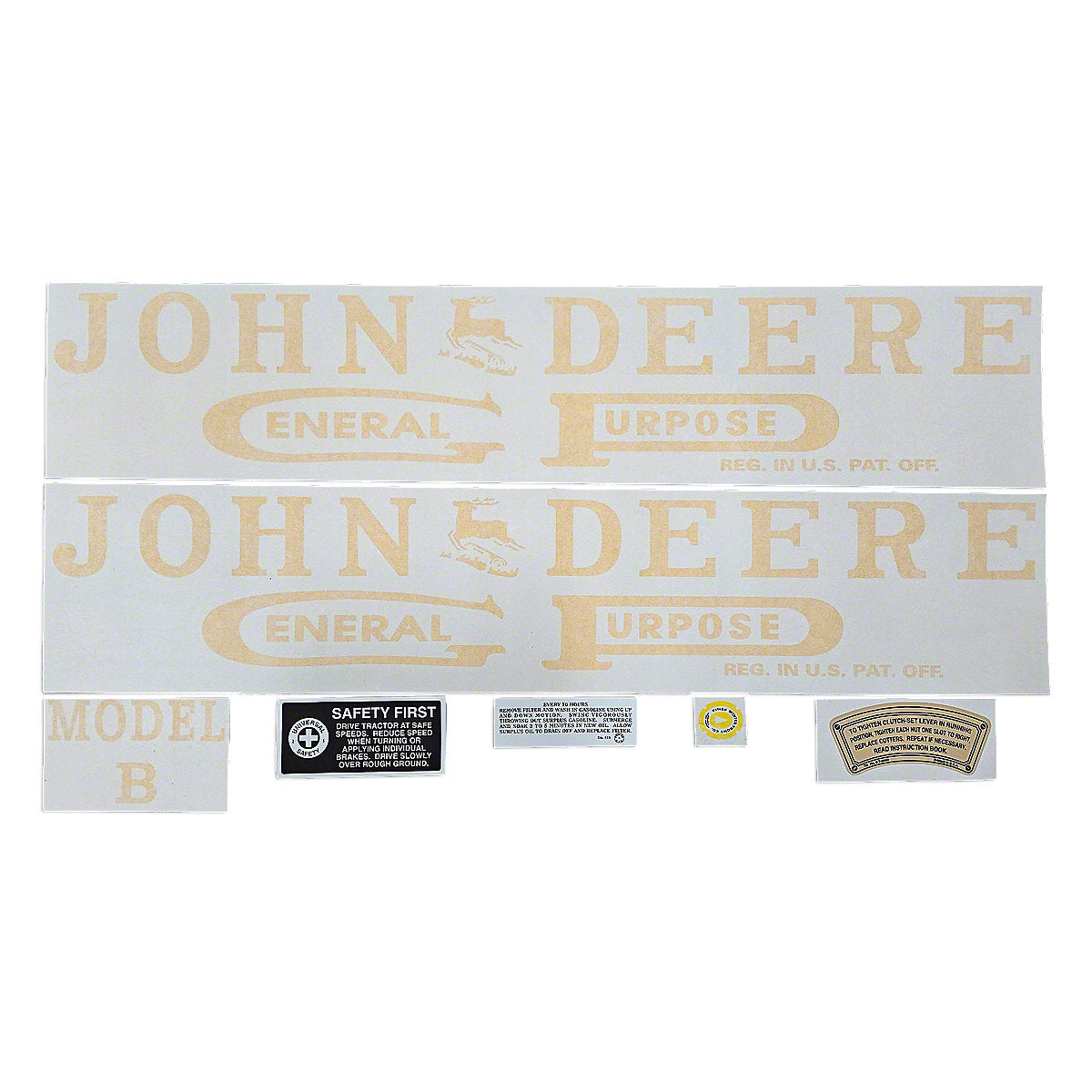 Vinyl Cut Decal Set (mid 1935 to end 1935) Fits John Deere B Tractors | VJD101
