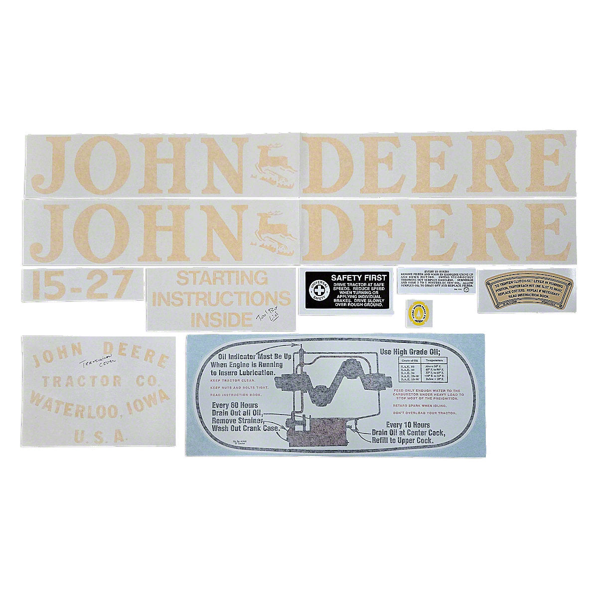 Vinyl Cut Decal Set (1923-30) Fits John Deere D Tractors | VJD105