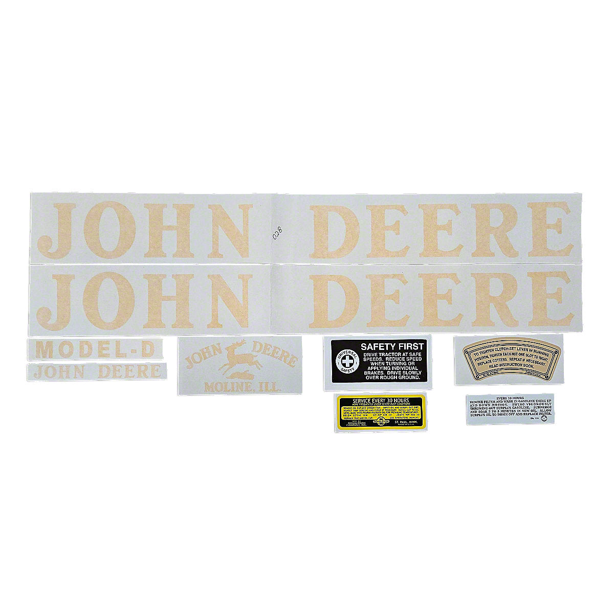 Vinyl Cut Decal Set (1939-40) Fits John Deere D Tractors | VJD104