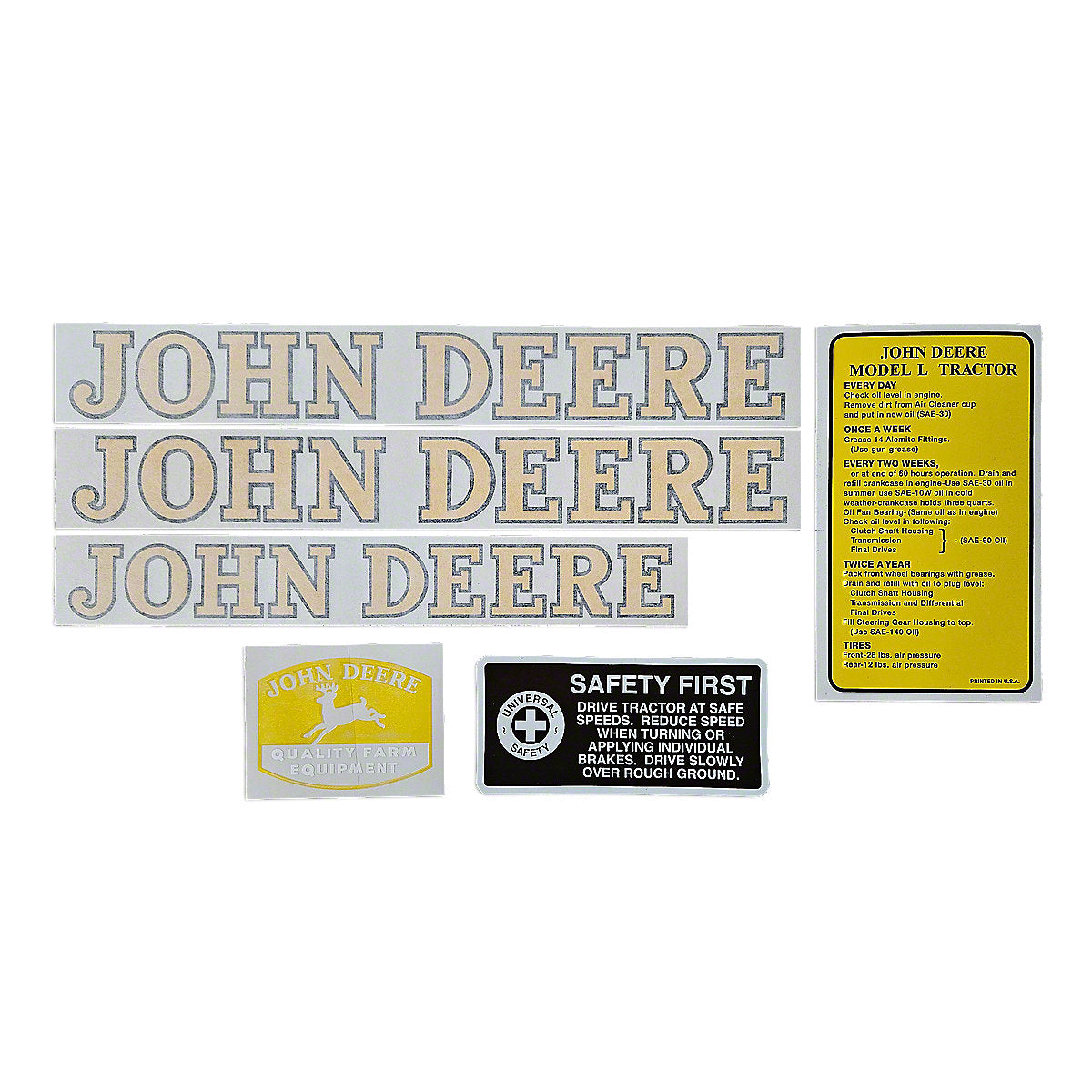 Vinyl Cut Decal Set (1941 and up) Fits John Deere L Tractors | VJD116