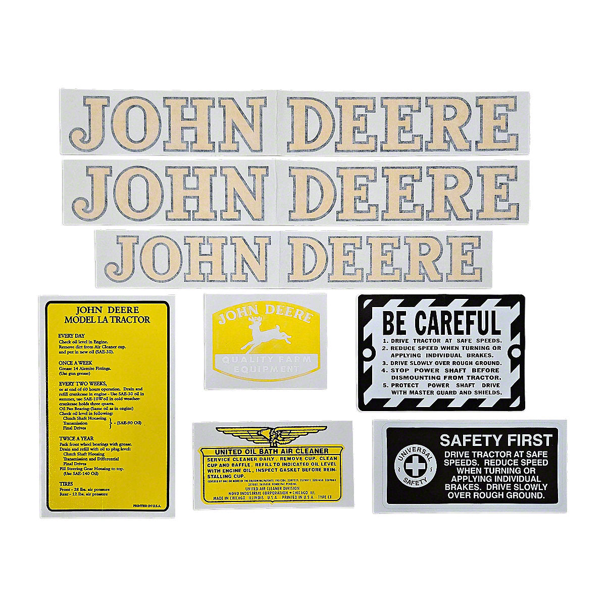 Vinyl Cut Decal Set Fits John Deere LA Tractors